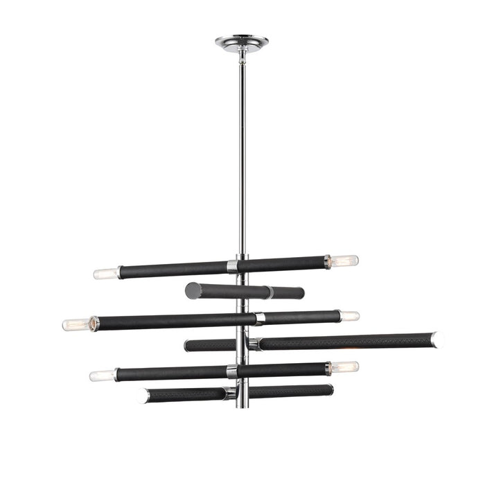 Atlas Lighting Crosspiece 39'' Wide 6Lt Chandelier, Black