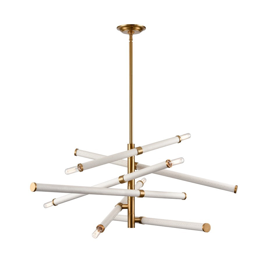 Atlas Lighting Crosspiece 39'' Wide 6Lt Chandelier, White