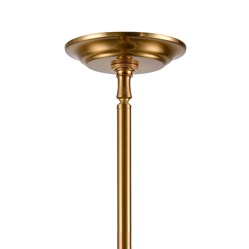 Atlas Lighting Crosspiece 39in 6-Light Chandelier | Transitional White Fabric and Satin Brass Metal | Dining Room & Living Room | Model CL11139-WH
