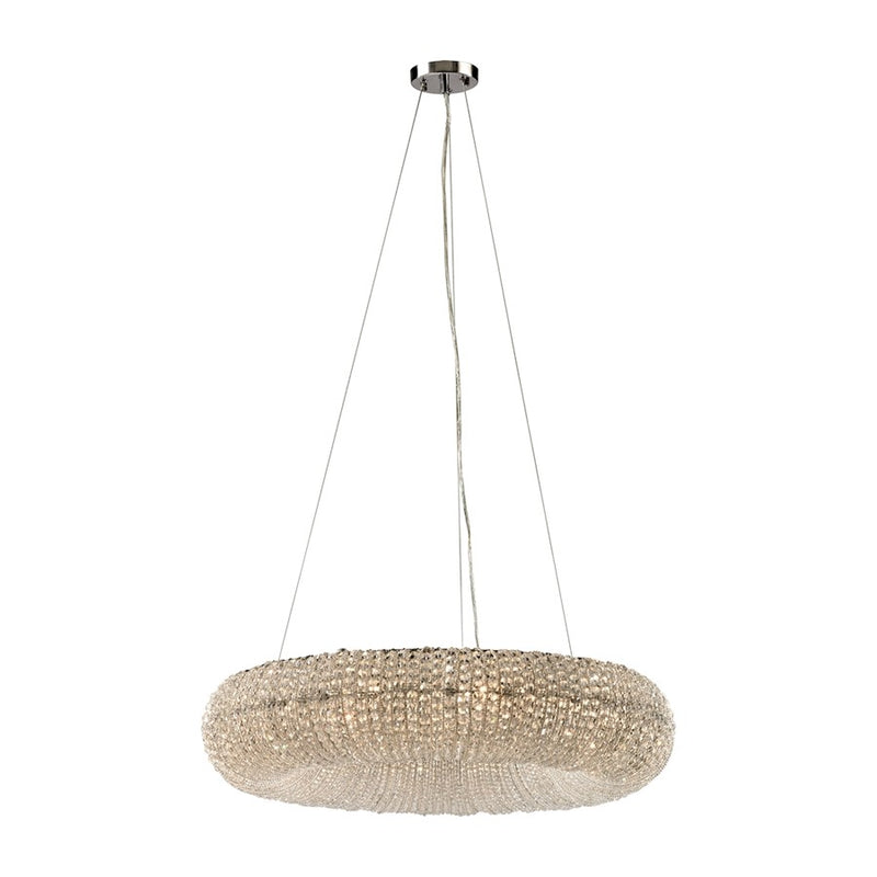 Atlas Lighting Crystal Ring 28in 10-Light Chandelier | Modern Polished Chrome and Clear Crystal | Dining Room & Living Room | Model CL11140-CH