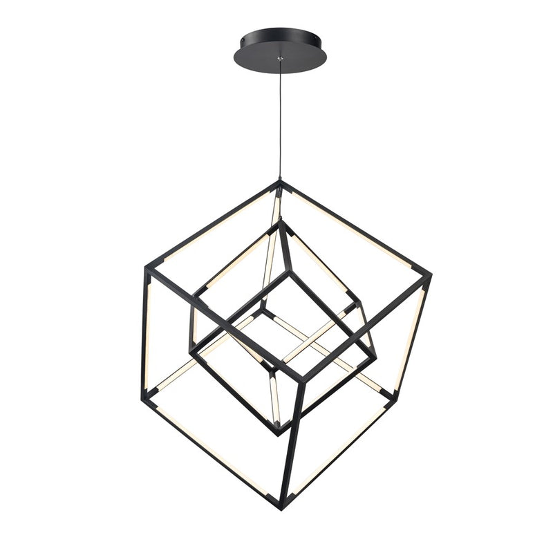 Atlas Lighting Cube Squared 17.75in LED Chandelier | Modern Matte Black | Dining Room & Living Room | 17.75 x 17.75 x 30.5 in | Model CL11143-BK