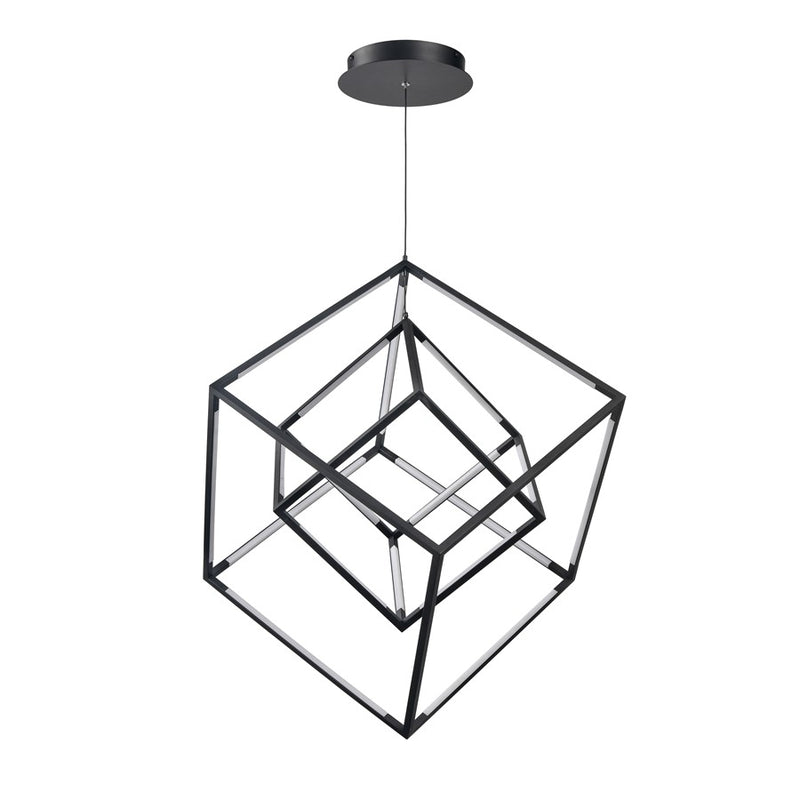 Atlas Lighting Cube Squared 17.75in LED Chandelier | Modern Matte Black | Dining Room & Living Room | 17.75 x 17.75 x 30.5 in | Model CL11143-BK
