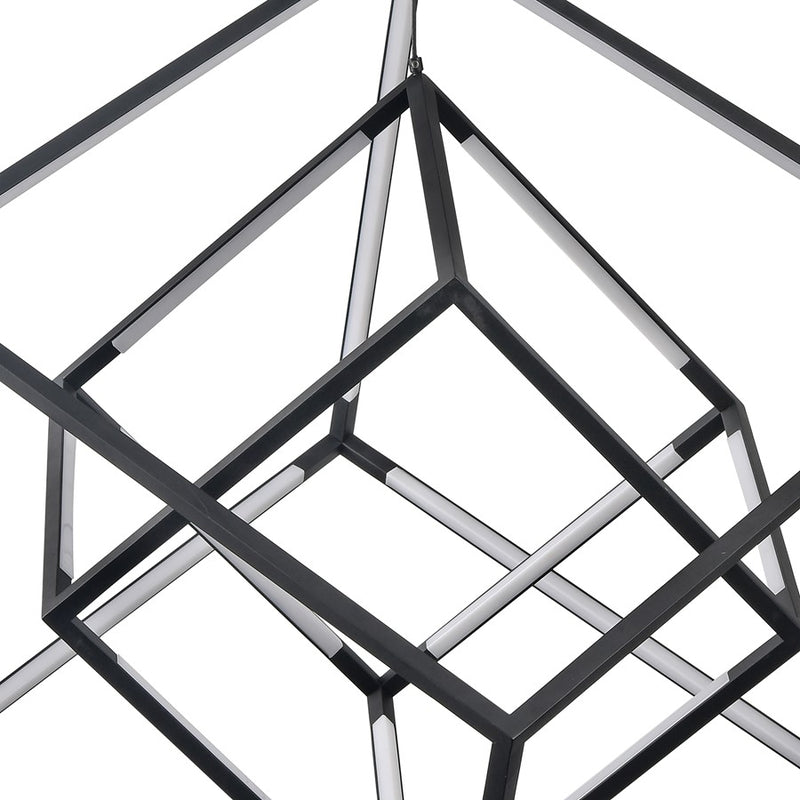 Atlas Lighting Cube Squared 17.75in LED Chandelier | Modern Matte Black | Dining Room & Living Room | 17.75 x 17.75 x 30.5 in | Model CL11143-BK