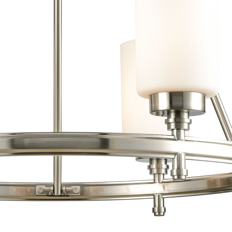 Atlas Lighting Dawson 25in 6-Light Chandelier | Transitional Satin Nickel and White Frosted Glass | Dining Room & Living Room | Model CL11144-NK
