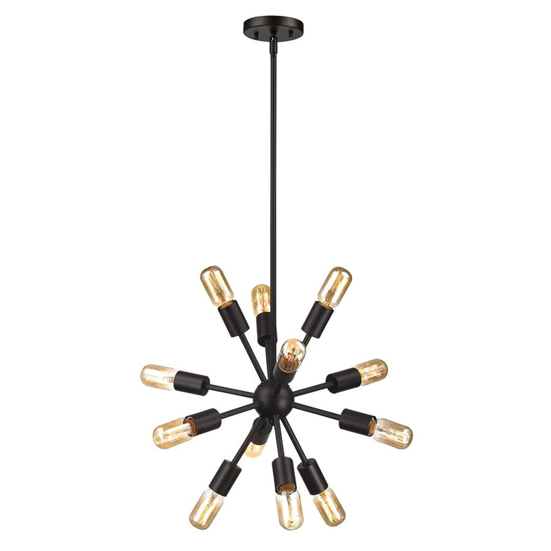 Atlas Lighting Delphine 16in 12-Light Chandelier | Modern Oil Rubbed Bronze Starburst | Dining Room & Living Room | 16 x 16 x 16 in | Model CL11146-BZ