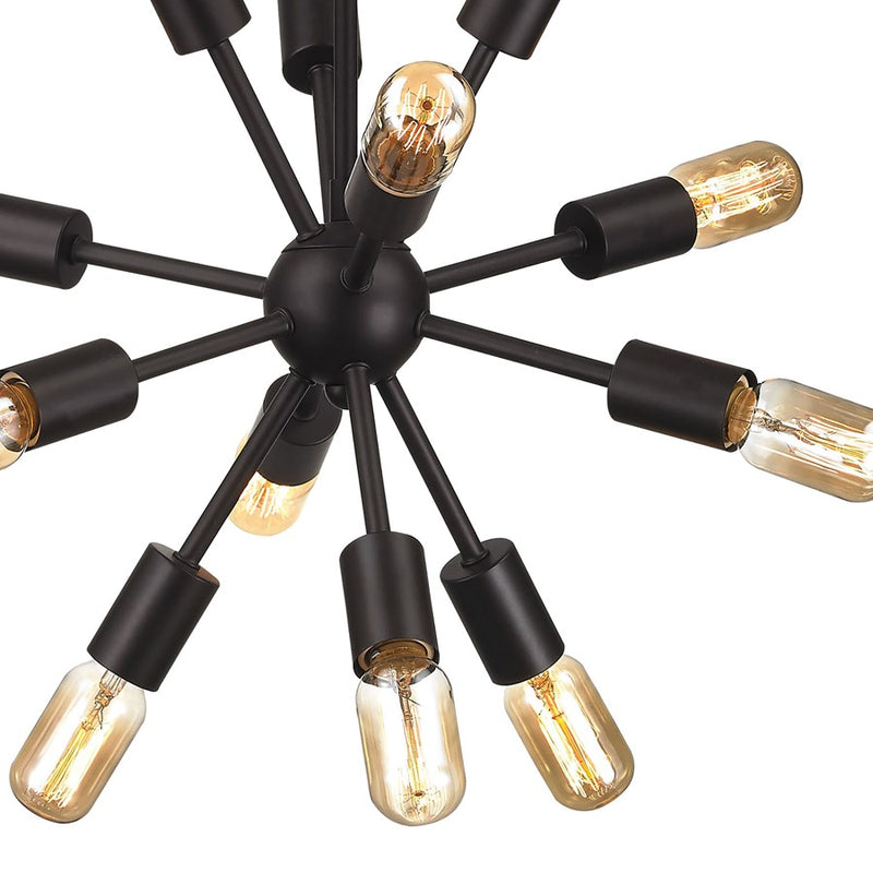 Atlas Lighting Delphine 16in 12-Light Chandelier | Modern Oil Rubbed Bronze Starburst | Dining Room & Living Room | 16 x 16 x 16 in | Model CL11146-BZ