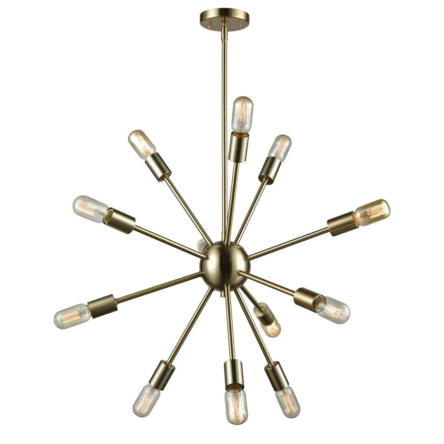 Atlas Lighting Delphine 27'' Wide 12Lt Chandelier, Satin Brass