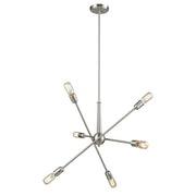 Atlas Lighting Delphine 28in 6-Light Chandelier | Modern Contemporary Satin Nickel Metal | Dining Room & Living Room | Model CL11148-NK