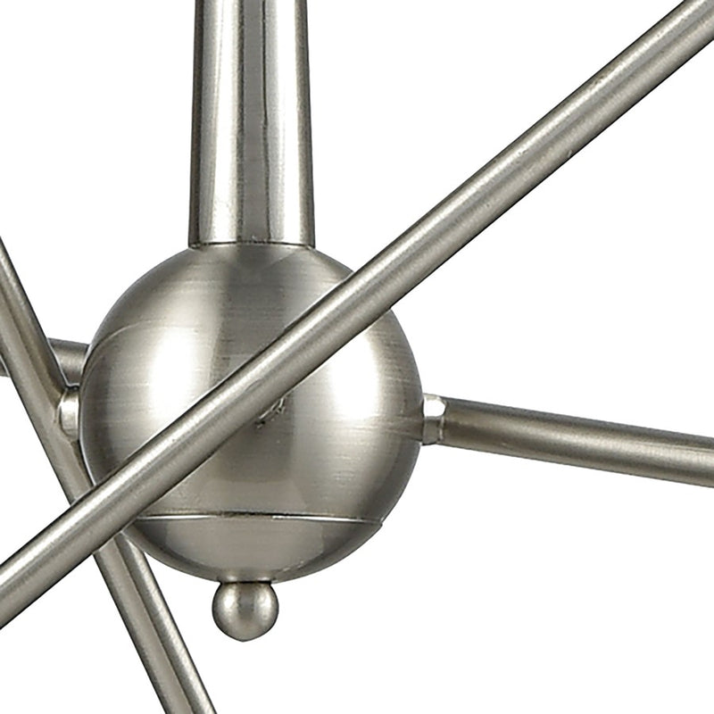 Atlas Lighting Delphine 28in 6-Light Chandelier | Modern Contemporary Satin Nickel Metal | Dining Room & Living Room | Model CL11148-NK