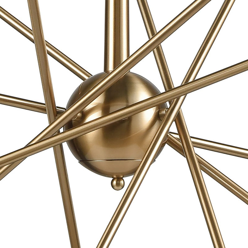 Atlas Lighting Delphine 38in 14-Light Chandelier | Modern Satin Brass Starburst | Dining Room & Living Room | 38 x 38 x 21 in | Model CL11150-BS