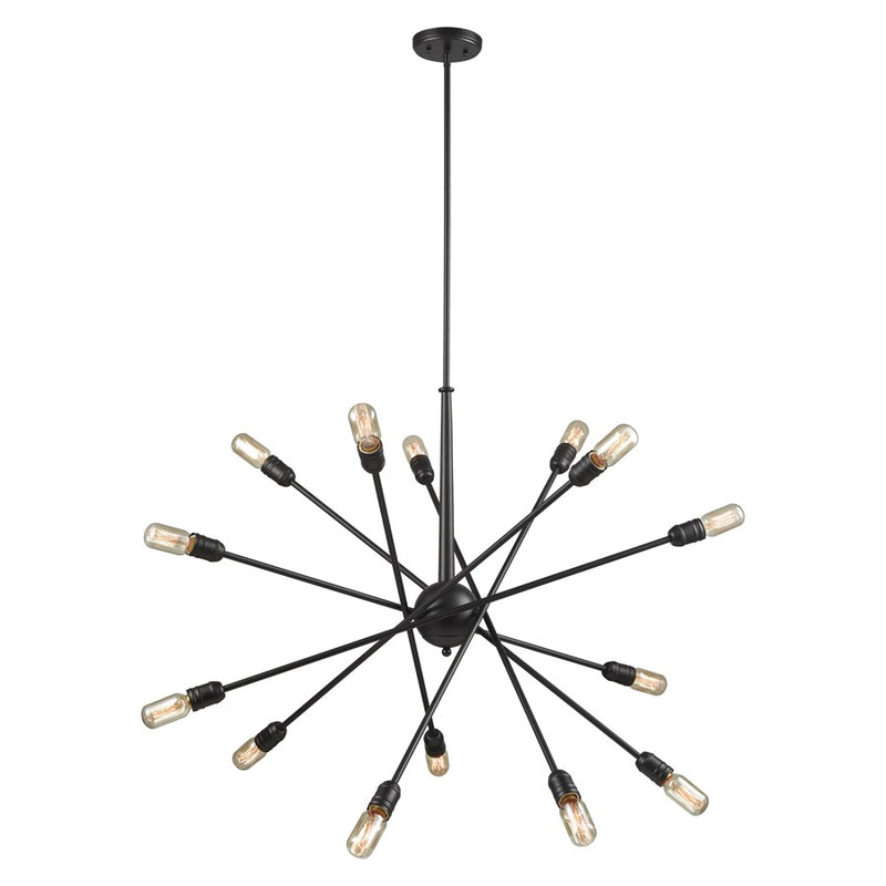 Atlas Lighting Delphine 38in 14-Light Chandelier | Modern Oil Rubbed Bronze Starburst | Dining Room & Living Room | 38 x 38 x 21 in | Model CL11150-BZ