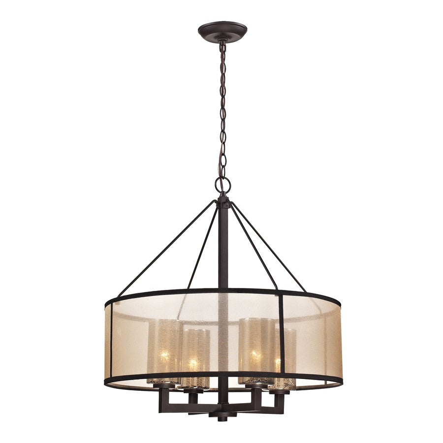 Atlas Lighting Diffusion 25''W 4Lt Chandelier, Bronze/Beige/White