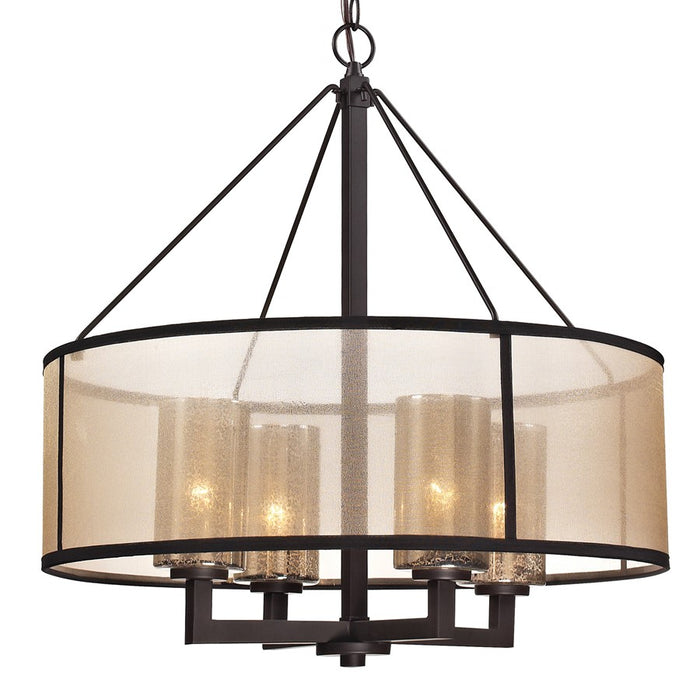 Atlas Lighting Diffusion 25''W 4Lt Chandelier, Bronze/Beige/White