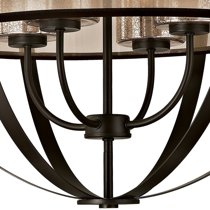Atlas Lighting Diffusion 24in 4-Light Chandelier | Transitional Oil Rubbed Bronze and Beige Fabric Drum Shade | Dining Room | Model CL11153-BZ