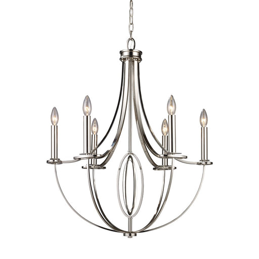 Atlas Lighting Dione 25'' Wide 6Lt Chandelier, Polished Nickel