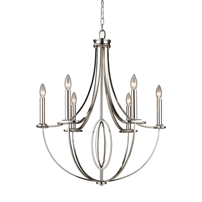 Atlas Lighting Dione 25'' Wide 6Lt Chandelier, Polished Nickel