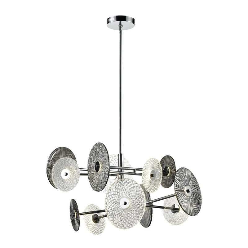 Atlas Lighting Dream Catcher 37in LED Chandelier | Modern Chrome and Smoked Glass | Entryway & Living Room | 37 x 26 x 25 in | Model CL11157-CH