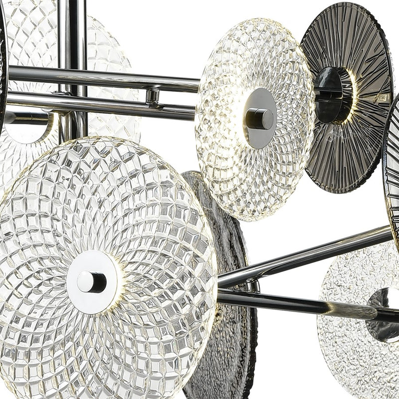 Atlas Lighting Dream Catcher 37in LED Chandelier | Modern Chrome and Smoked Glass | Entryway & Living Room | 37 x 26 x 25 in | Model CL11157-CH