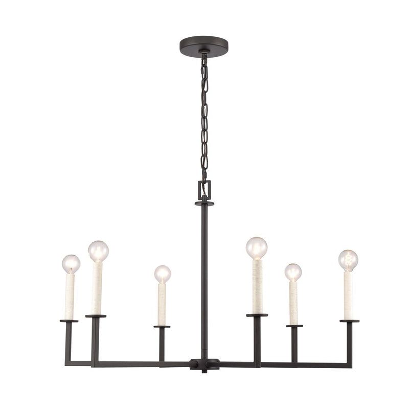 Atlas Lighting Dunne 30in 6-Light Chandelier | Transitional Matte Black Metal | Dining Room & Living Room | 30 x 30 x 19 in | Model CL11158-BK