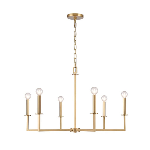 Atlas Lighting Dunne 30'' Wide 6Lt Chandelier, Lacquered Brass