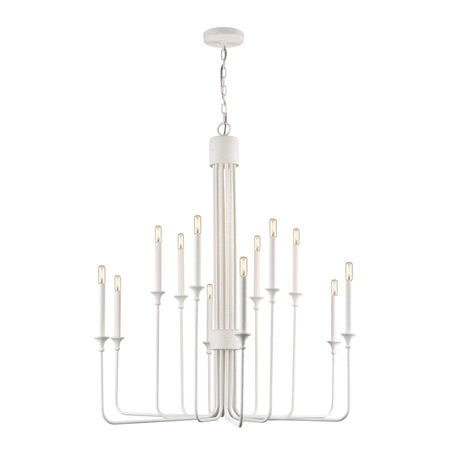 Atlas Lighting Edward 36'' Wide 12Lt Chandelier, Matte White