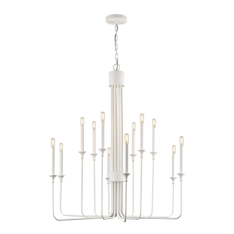 Atlas Lighting Edward 36in 12-Light Chandelier | Traditional Matte White Metal | Dining Room & Living Room | 36 x 36 x 38 in | Model CL11159-WH