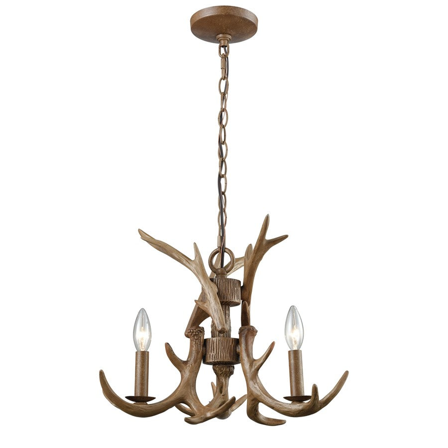 Atlas Lighting Elk 18'' Wide 3Lt Chandelier, Wood Tone