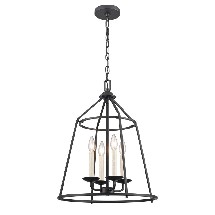 Atlas Lighting Ellisville 17.25'' Wide 4Lt Chandelier, Matte Black