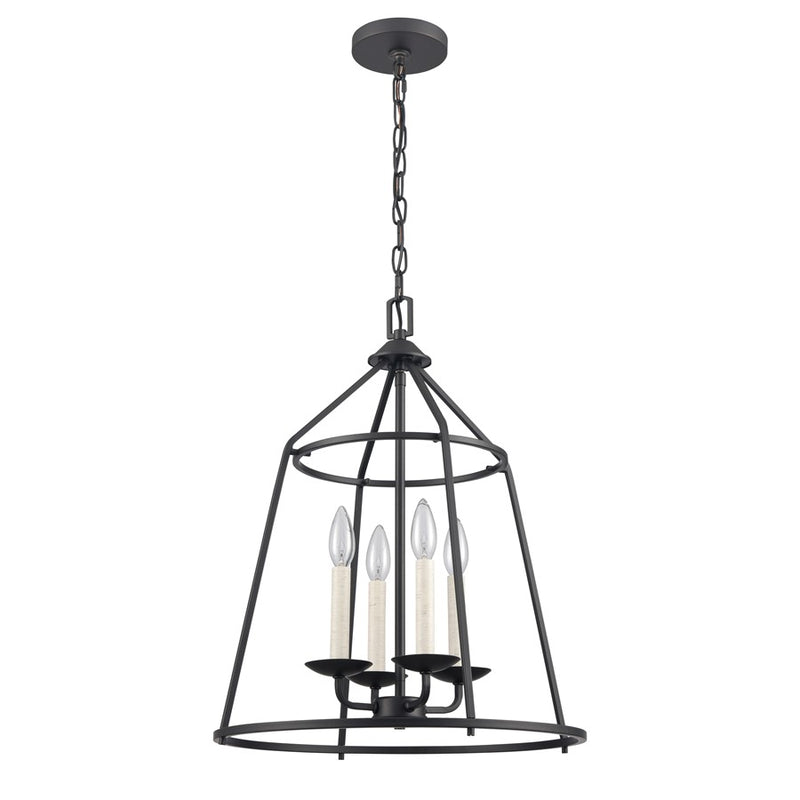 Atlas Lighting Ellisville 17in 4-Light Chandelier | Transitional Matte Black Metal | Dining Room & Kitchen Island | 17 x 17 x 22 in | Model CL11161-BK