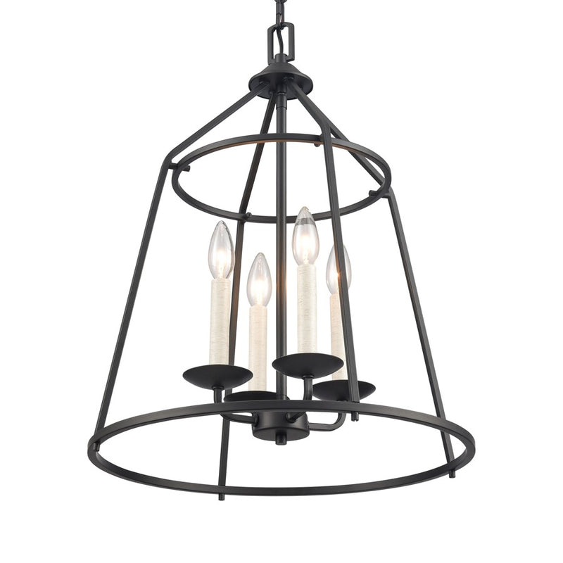 Atlas Lighting Ellisville 17in 4-Light Chandelier | Transitional Matte Black Metal | Dining Room & Kitchen Island | 17 x 17 x 22 in | Model CL11161-BK