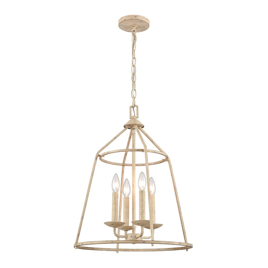 Atlas Lighting Ellisville 17.25''W 4Lt Chandelier, Antique Cream