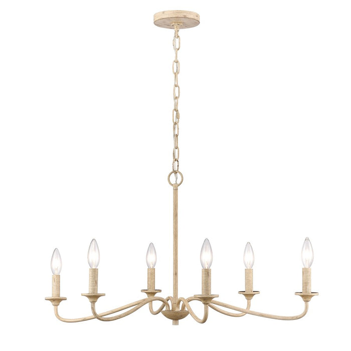 Atlas Lighting Ellisville 30'' Wide 6Lt Chandelier, Antique Cream