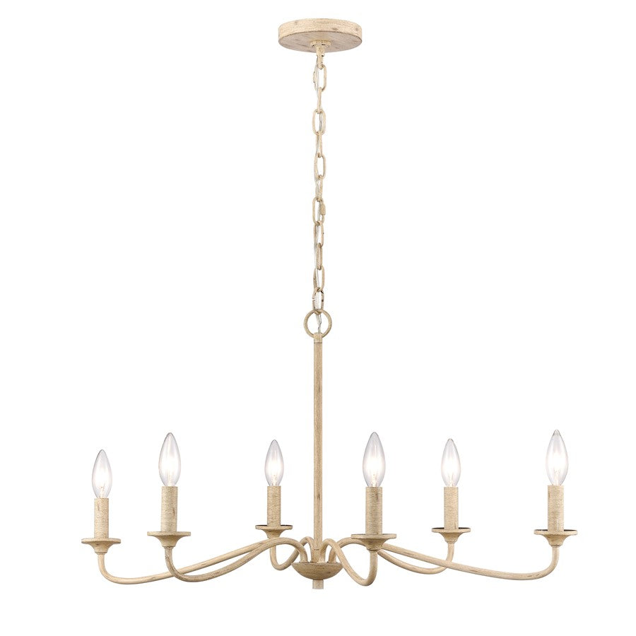 Atlas Lighting Ellisville 30'' Wide 6Lt Chandelier, Antique Cream