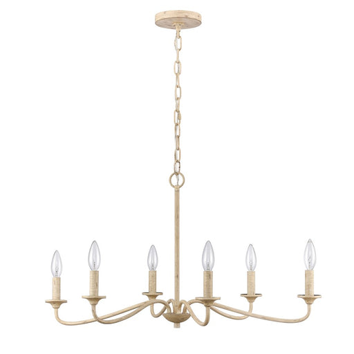Atlas Lighting Ellisville 30'' Wide 6Lt Chandelier, Antique Cream