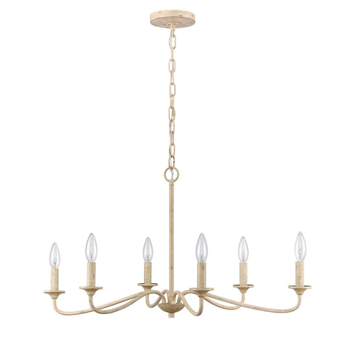 Atlas Lighting Ellisville 30'' Wide 6Lt Chandelier, Antique Cream