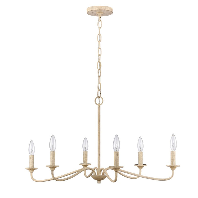 Atlas Lighting Ellisville 30in 6-Light Chandelier | Transitional Antique Cream Metal | Dining Room & Kitchen Island | Model CL11162-CR
