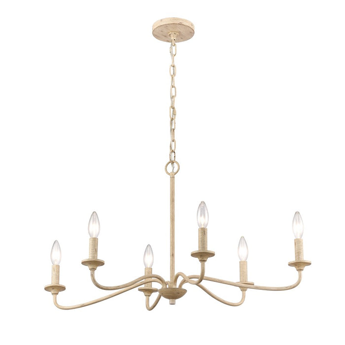Atlas Lighting Ellisville 30'' Wide 6Lt Chandelier, Antique Cream