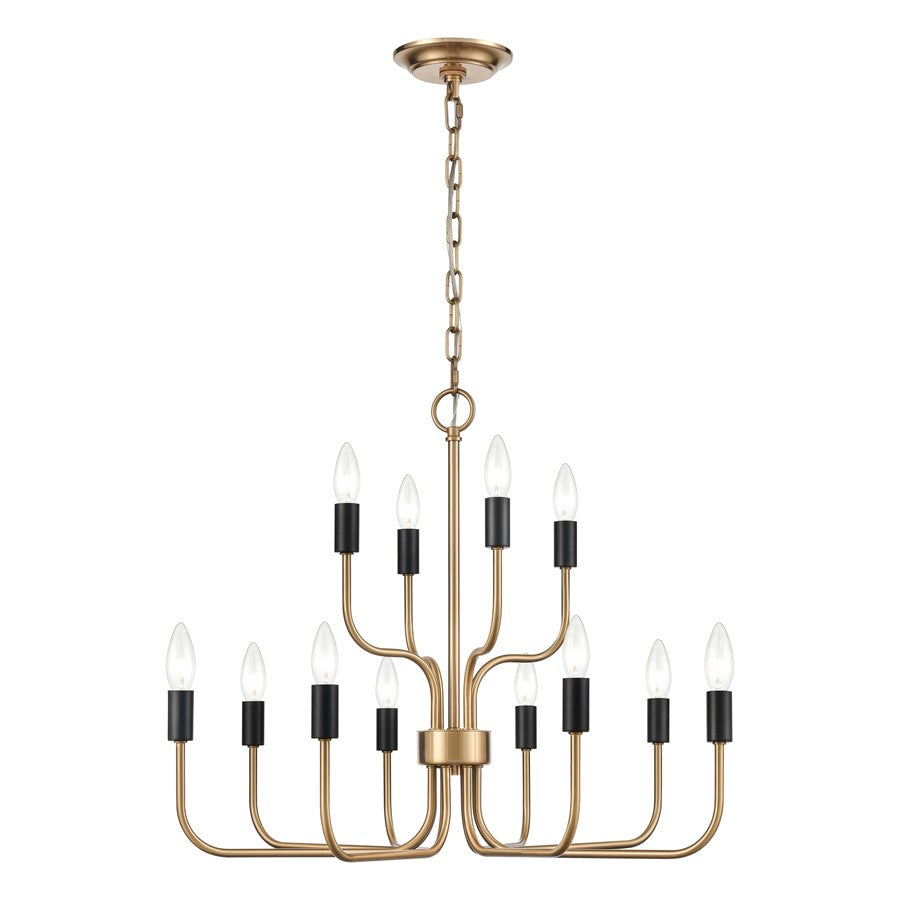 Atlas Lighting Epping Avenue 24'' Wide 12Lt Chandelier, Aged Brass