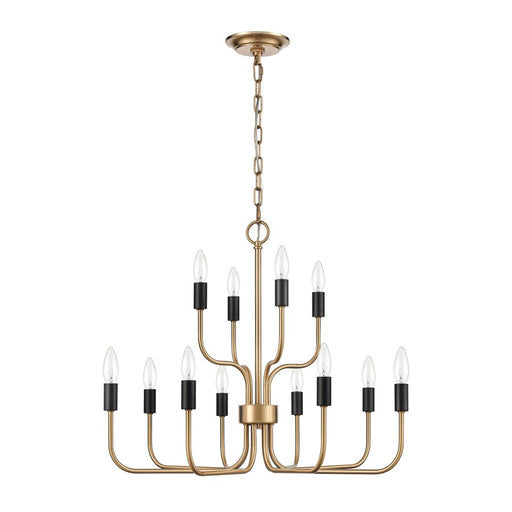 Atlas Lighting Epping Avenue 24'' Wide 12Lt Chandelier, Aged Brass