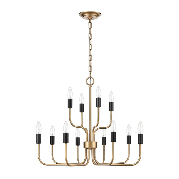 Atlas Lighting Epping Avenue 24'' Wide 12Lt Chandelier, Aged Brass