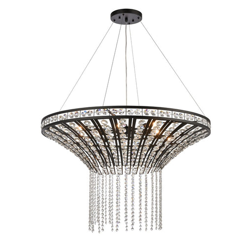 Atlas Lighting Fantania 36'' Wide 8Lt Chandelier, Matte Black/Clear