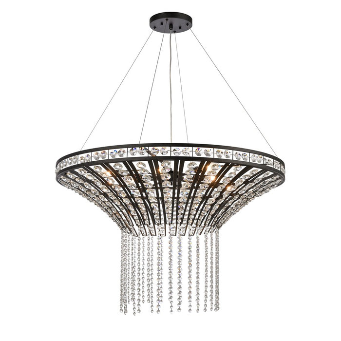 Atlas Lighting Fantania 36'' Wide 8Lt Chandelier, Matte Black/Clear