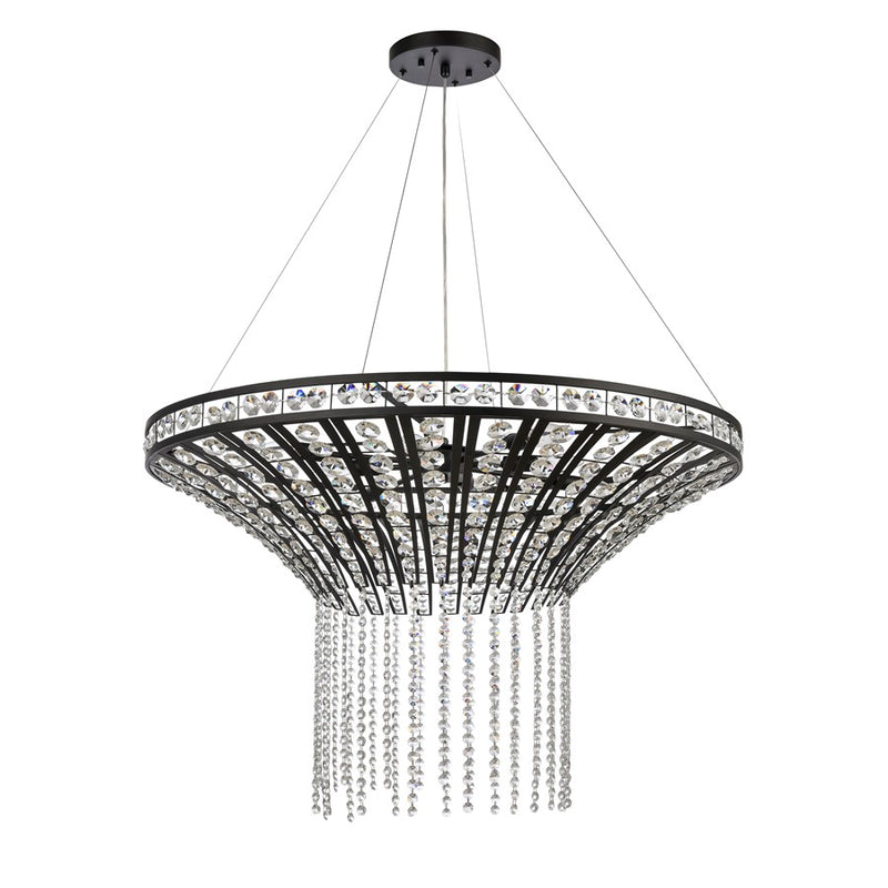 Atlas Lighting Fantania 36in 8-Light Chandelier | Traditional Matte Black and Clear Crystal | Dining Room & Entryway | Model CL11169-BK