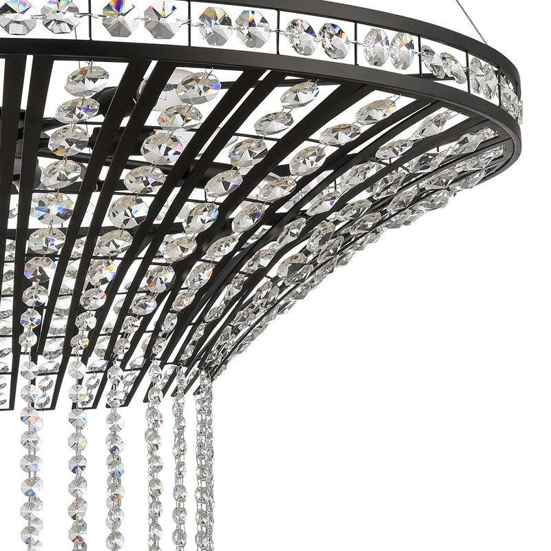 Atlas Lighting Fantania 36'' Wide 8Lt Chandelier, Matte Black/Clear