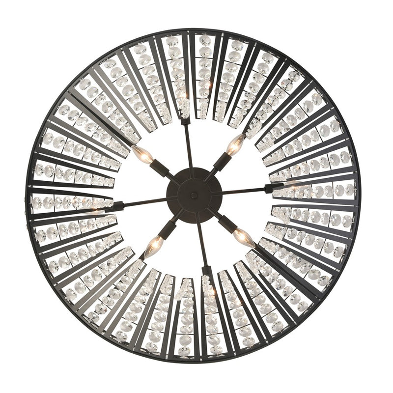 Atlas Lighting Fantania 36in 8-Light Chandelier | Traditional Matte Black and Clear Crystal | Dining Room & Entryway | Model CL11169-BK