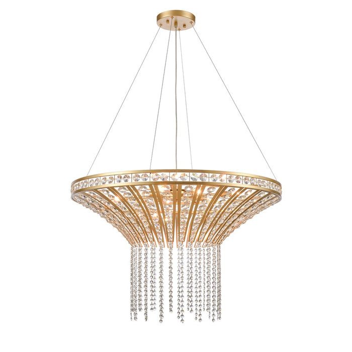Atlas Lighting Fantania 36'' Wide 8Lt Chandelier, Gold/Clear
