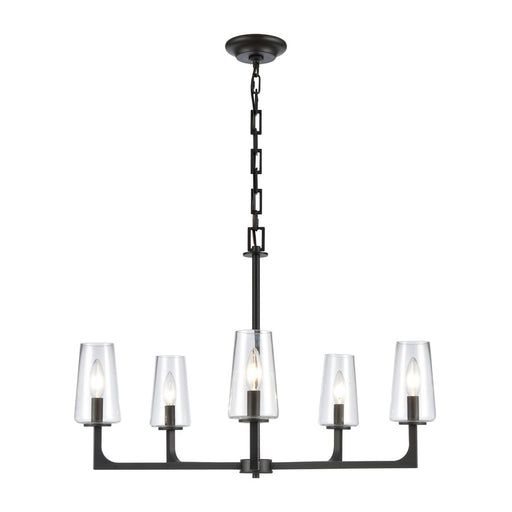 Atlas Lighting Fitzroy 28'' Wide 5Lt Chandelier, Matte Black/Clear