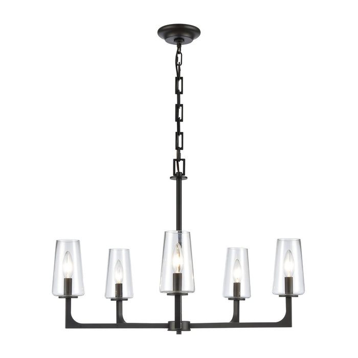 Atlas Lighting Fitzroy 28'' Wide 5Lt Chandelier, Matte Black/Clear