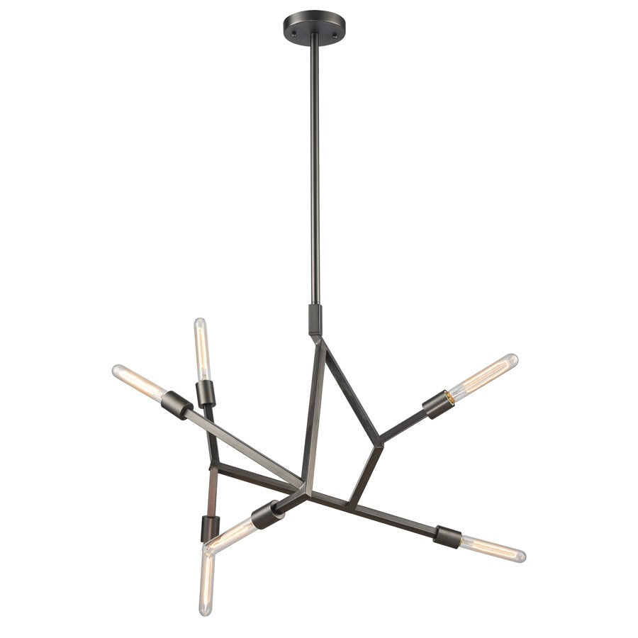 Atlas Lighting Freeform 28'' Wide 6Lt Chandelier, Dark Graphite