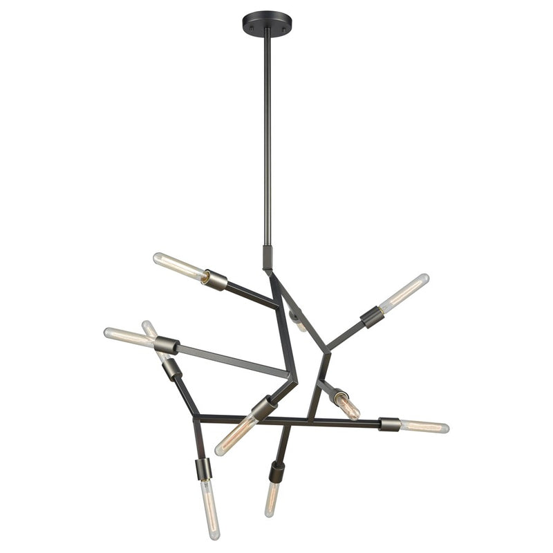 Atlas Lighting Freeform 29in 10-Light Chandelier | Modern Dark Graphite Metal | Dining Room & Living Room | 29 x 23 x 26 in | Model CL11182-BK